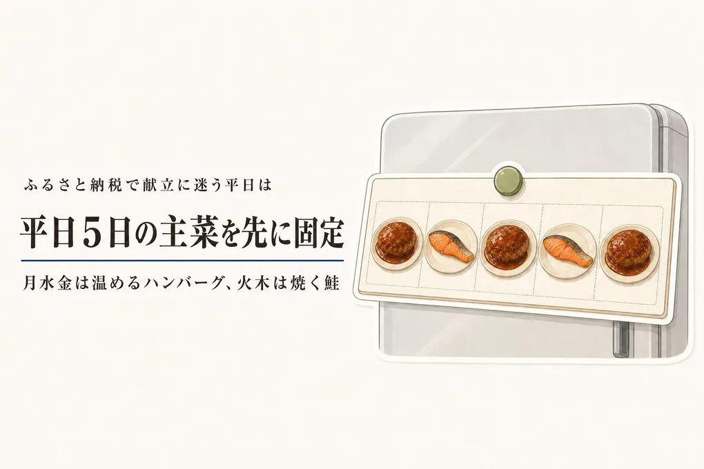 ふるさと納税の個包装ハンバーグと焼き魚用の鮭で回す平日5日｜共働きの固定献立